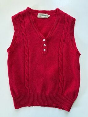 L.L.Bean Vintage Wool Red Sweater Vest
